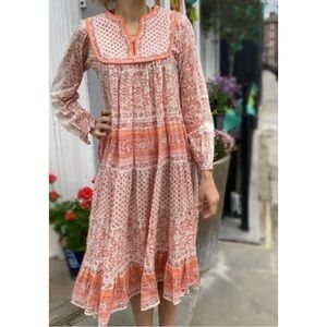 MATTA | $308 Nitika Nima Dress Quilt in Pink Coral, Size Small